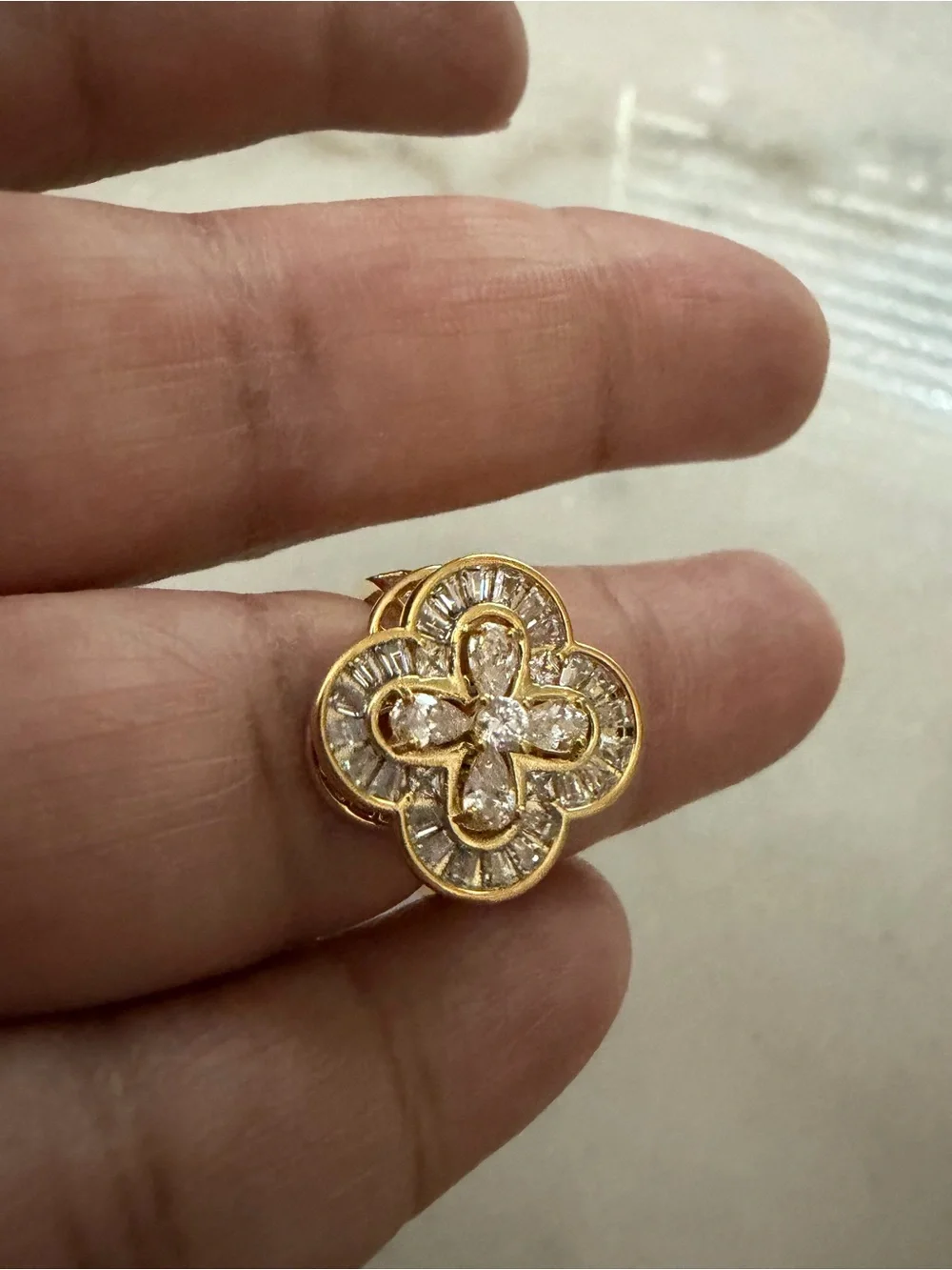 Gold plated Cz Floral Statement Ring - Brand Unspecified